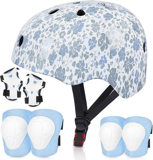 FIODAY Kids Helmet Knee Pads for Kids Unicorn Knee and Elbow Pads Wrist Guards Adjustable Protective Gear Set for Girls Boys Sports Skateboard Inline Skating Scooter