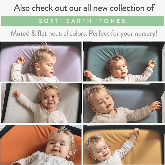 Travel Crib Fitted Sheets for Baby Bjorn, Guava Lotus Travel Crib and 24 x 42 Inch Travel Light Playard Mattress – Snuggly Soft 100% Jersey Cotton – Mustard Yellow + Burnt Orange – 2 Pack