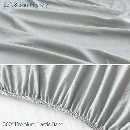 Stretchy Crib Sheets for Boys Girls, 2 Pack - Fitted Crib Sheets Neutral for Standard Crib and Toddler Bed Mattress 52" x 28", Soft and Breathable, Grey