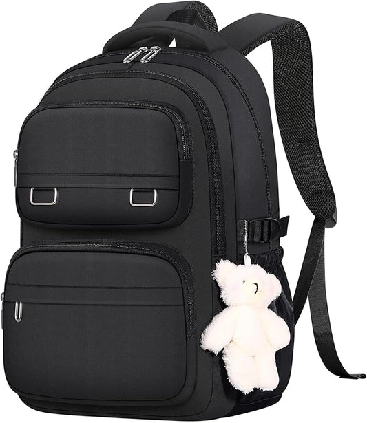 KBTYE School Backpack for Kids Girls Cute Travel Backapck for College Women Men Casual Laptop Bookbag for Teen Student(Black)