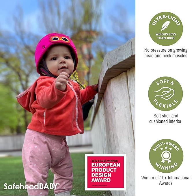 SafeheadBABY Soft Baby Head Protector Helmet for Crawling and Walking 7–24 Months – Ultra-Lightweight & Breathable Infant Safety Helmet That Grows with Your Baby (Head Circ. 40–52 cm) – Ladybird Blue