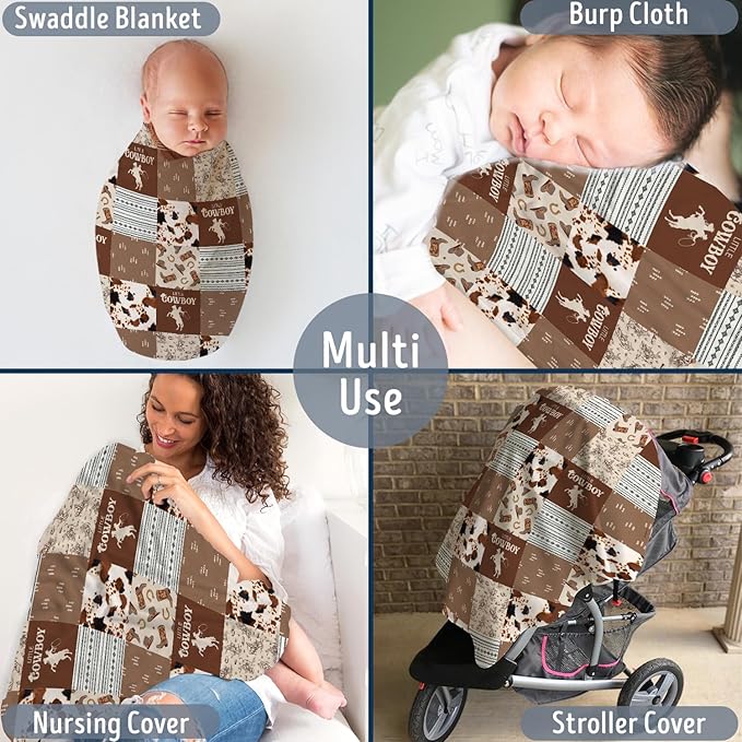 Western Blanket, Western Decor for Nursery Room, Baby Blankets for Boys Girls, Cowboy Baby Blankets, Western Baby Stuff, Soft Warm Lightweight Nursery Bed Blanket for Newborn Toddlers (04, 30x40 in)
