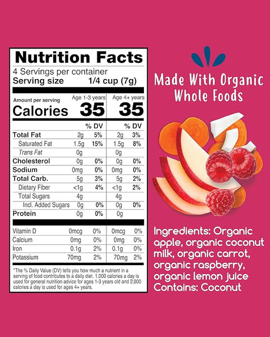 Amara Smoothie Melts - Carrot Raspberry - Baby Snacks Made With Fruits and Vegetables - Healthy Toddler Snacks For Your Kids Lunch Box - Organic Plant Based Yogurt Melts - 6 Resealable Bags