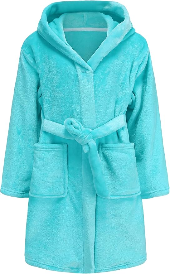 Kid Fleece Hooded Robes Girls Bathrobes Boys Soft Plush Sleepwear Toddler Fuzzy Pajamas