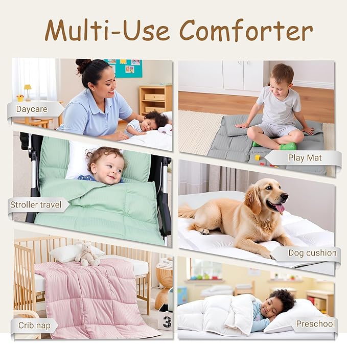 ZPECC Toddler Down Alternative Comforter, 39x47 Hypoallergenic Baby Blanket Quilt, Soft Breathable Lightweight All Season Kids Duvet Insert for Crib Stroller Cot Daycare, Ashes of Roses