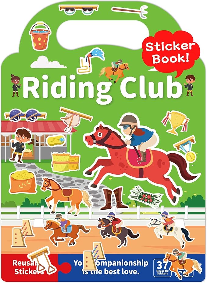 Benresive Reusable Sticker Books for Toddlers, Fun Travel Stickers for Kids, Toddler Sticker Book, Crafts Activities for Toddlers, 3 and Up Birthady Gifts - Riding