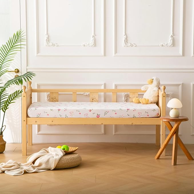 SDY Jersey Crib Sheets for Baby Boys and Girls,52”x28”x8, 2 Pack,Neutral Flower Standard Oval/Retangle Fitted Crib Sheets for Toddler,Super Soft Breathable
