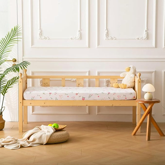SDY Jersey Crib Sheets for Baby Boys and Girls,52”x28”x8, 2 Pack,Neutral Flower Standard Oval/Retangle Fitted Crib Sheets for Toddler,Super Soft Breathable