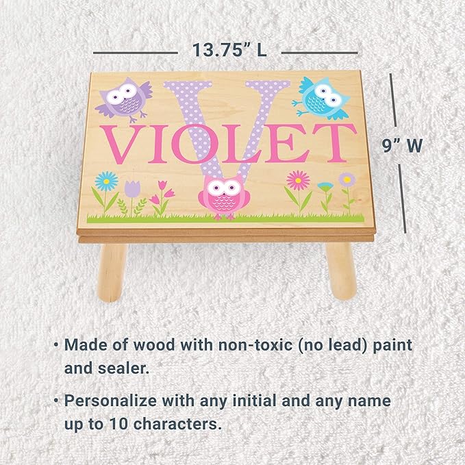 Let’s Make Memories Personalized My Own Name Step Stool - Children’s Step Stool - Sturdy Wood – Non-Toxic Paint, Sealer - Jungle Design - Gray - 14’Wx9.25”Lx8.75”H - Ages 3+