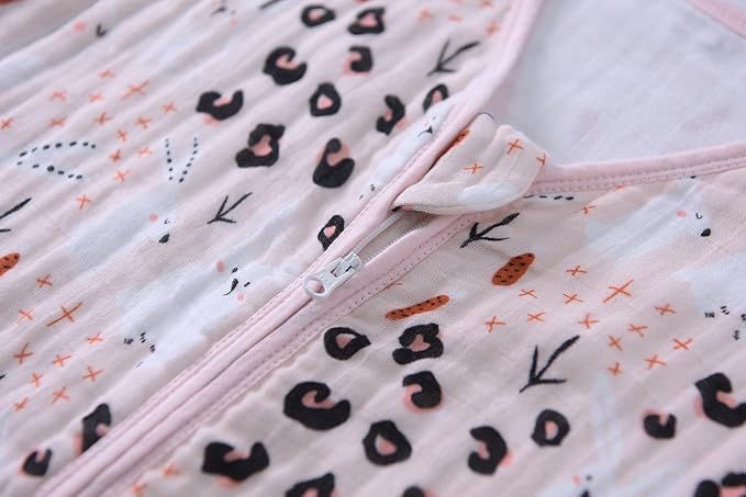 Baby Sleep Sack 2-4 T Boys & Girls Wearable Blanket 100% Organic Cotton 0.5 TOG Toddler Sleep Sacks 2- Way Zipper X-Large Muslin Pink Bunny