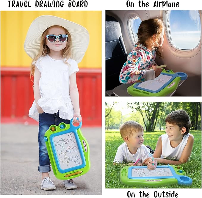 Toddler Toys for Girls Boys Age 3 4 5 Year Old, Magnetic Drawing Board with 1 Pen, Erasable Writing Doodle Board for Kids with 2 Stamps, A Etch Birthay Gift for 3 Year Old Travel Toys Sketch Boards