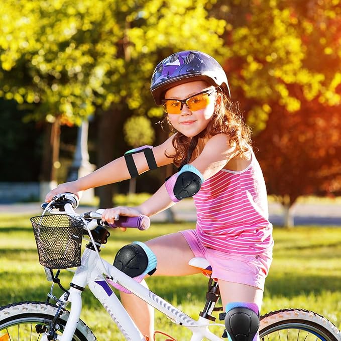 Kids/Youth Knee Pads Elbow Pads for 3-14Years Boys Girls 6 in 1 Kids Protective Gear Set Adjustable for Skating Cycling Bike Rollerblading Scooter Roller Skates