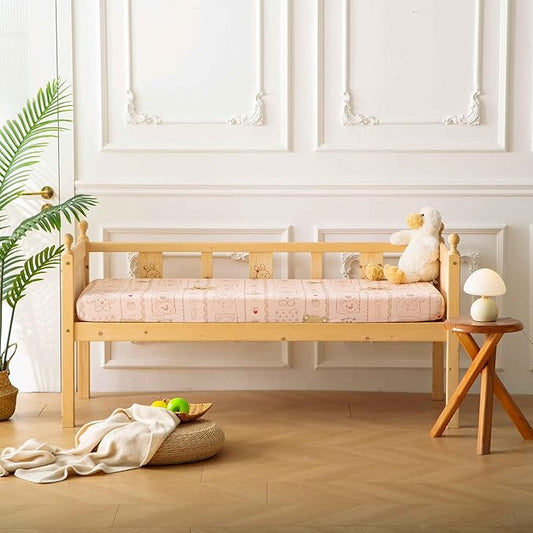 SDY Jersey Crib Sheets for Baby Girls,52"x28"X8", Pink Kawaii Bear Standard Oval/Retangle Crib Mattress Sheets for Toddler,Super Soft Breathable