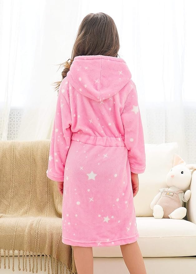 Doctor Unicorn Soft Hooded Rainbow Bathrobe Sleepwear for Girls