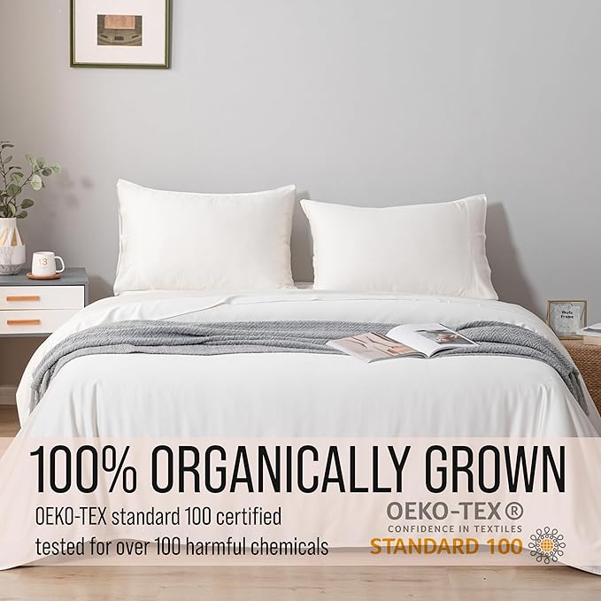 Bella Coterie Luxury Bamboo Viscose Queen Size Flat Sheet | 100% Organically Grown | Ultra Soft | Cooling for Hot Sleepers [Ivory]