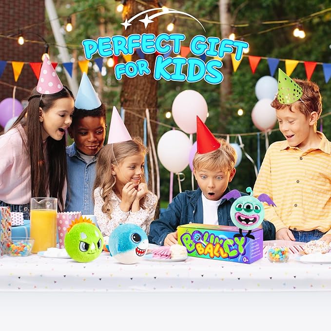 ZOOJOY 6 Pcs Plush Bouncy Balls for Kids, 3-Inch Soft Sensory Toys with Unicorn, Bunny, Monster, Dinosaur & Shark, High Bounce Foam Balls Gift for Boys & Girls 6 Months+, Indoor & Outdoor Play