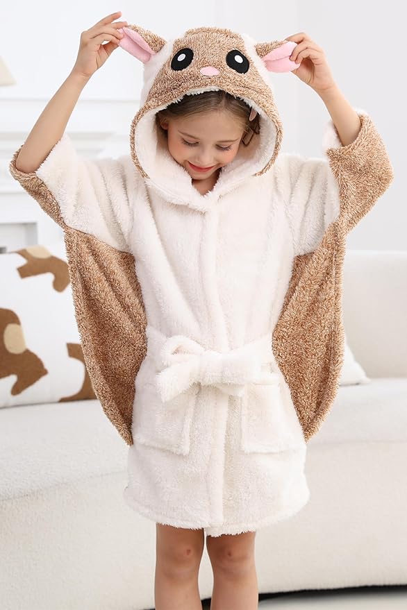 DELEY Girl's Robe Baby Boys Hoodie Robes Toddler Bathrobes for Kids Pajamas Sleepwear