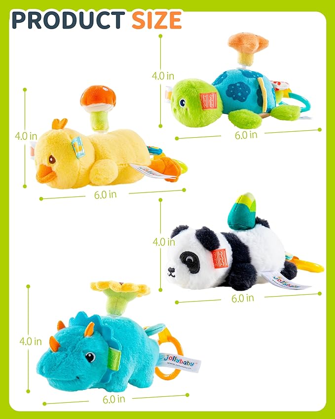 Jollybaby Baby Rattles & Soft Plush Hanging Toy for Stroller Crib car seat and Play Gym, Sensory Developmental Vibrating Toys for Newborn, Baby Christmas Stocking/Socks Stuffers Gifts - Duck
