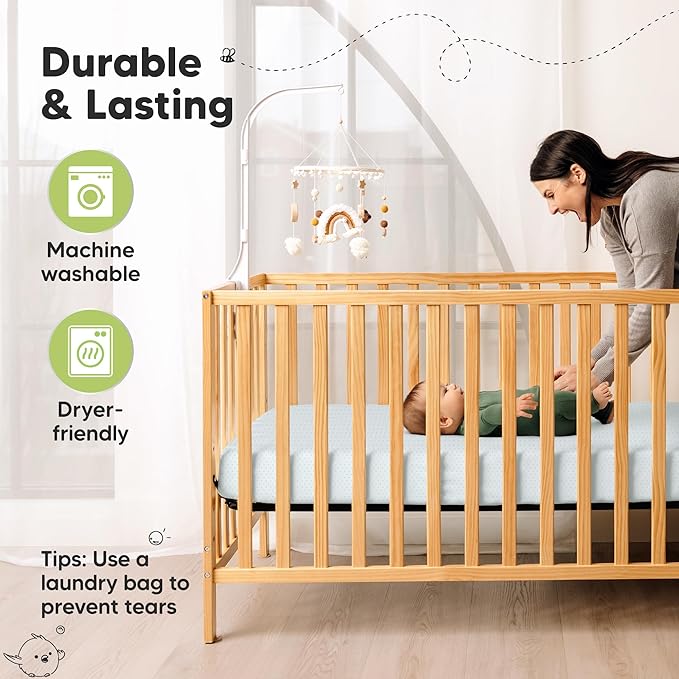 KeaBabies 2-Pack Fitted Crib Sheets for Boys, Girls, Baby - Soft Bamboo Viscose Cotton, 52x28 Standard Crib Mattress Sheets, Toddler Bed Mattress Cover, Gender Neutral, Breathable, Durable (Glacier)