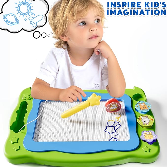 Magnetic Drawing Board Large Doodle Board Toddler Toys for Girls Boys 3 4 5 6 7 Year Old Kids, Montessori Preschool Educational Travel Toys Gifts Etch A Colorful Sketch Magnet Erasable Writing Pad