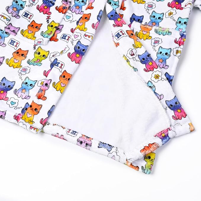 CHILDRENSTAR Girls Robe Kids Cat Bathrobes Plush Soft Fleece Pajamas Sleepwear