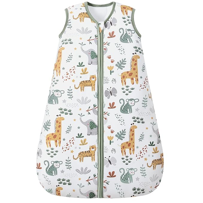 Baby Sleep Sack 12-18 Months, 2.5 TOG Cotton Winter Baby Wearable Blanket with 2-Way Zipper, Warm Soft Sleeping Bag for Toddler Boy Girl, Large Giraffe