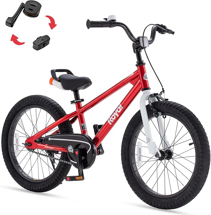 RoyalBaby Kids Bike Freestyle Classic & EZ Balance Pedal Switchable Bicycle, 12 14 16 18 Inch, 3-10 Years Toddler to Big Kids