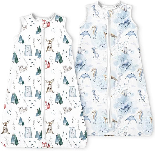 Toddler Sleep Sacks 2T-3T-4T, 0.5 TOG Light Summer Wearable Blankets, Extra Long XL Sleeping Bags, 2 Pack