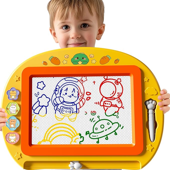 Large Magnetic Drawing Board 13 × 17 in Doodle Board Toddler Toys for Girls Boys 3 4 5 6 7 Year Old Kids, Preschool Educational Travel Toys Gifts Etch A Colorful Sketch Magnet Erasable Writing Pad