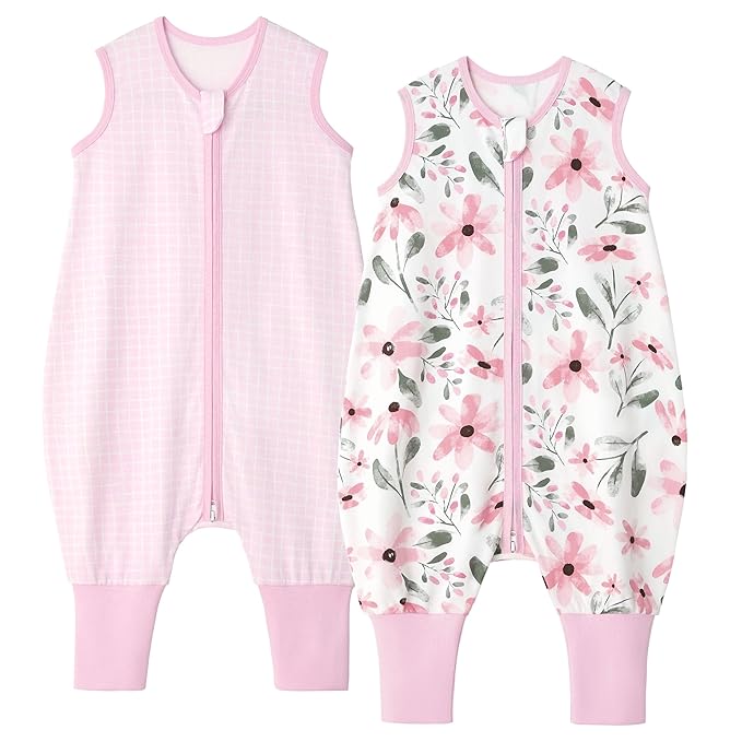 Yoofoss Toddler Sleep Sack With Feet 3-4T 100% Organic Cotton Baby Sleep Sack with Legs Toddler Wearable Blanket with 2-Way Zipper