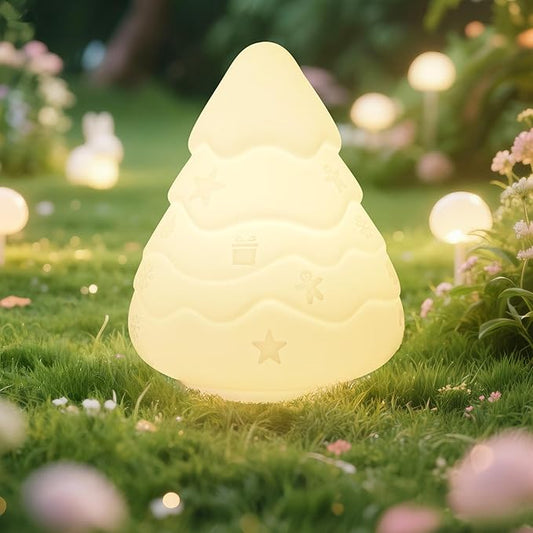 loatme Night Light for Kids, Rechargeable Dimmable Silicone LED Nightlight with 7 Colors, Baby Nursery Night Lamp, Touch Squishy Lamp, Cute Gifts for Girls, Boys, Toddler Room Decor, Christmas Tree