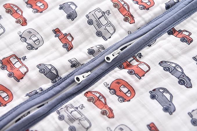 Baby Sleep Sack 2-4 T Baby Wearable Blanket 100% Organic Cotton 0.5 TOG Toddler Sleep Sacks 2- Way Zipper Soft 4 Layers Muslin 2T 3T 4T Car
