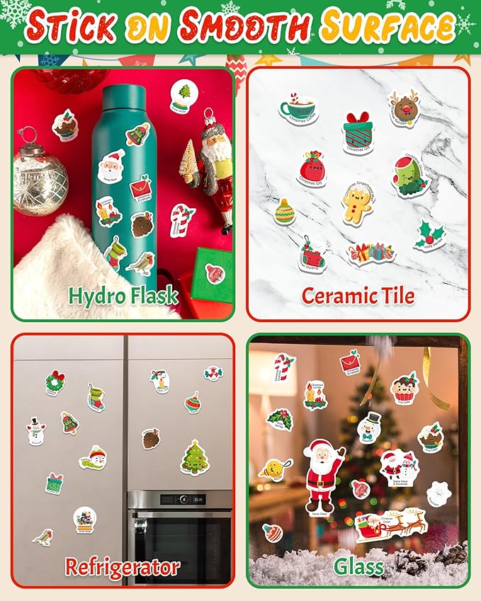 Benresive Reusable Sticker Books for Toddlers, Fun Travel Stickers for Kids, Toddler Sticker Book, Crafts Activities for Toddlers, 3 and Up Birthady Gifts - Christmas