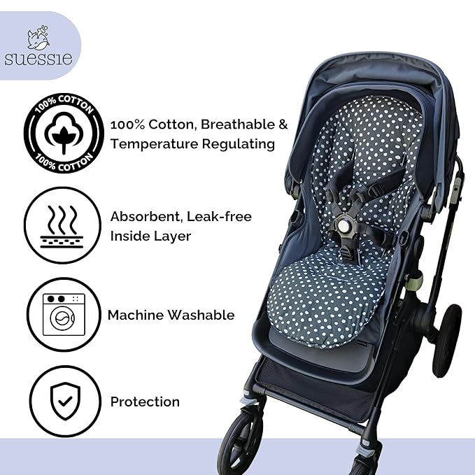 Suessie Stroller Liner - Universal and Reversible Seat Insert, Black Dots