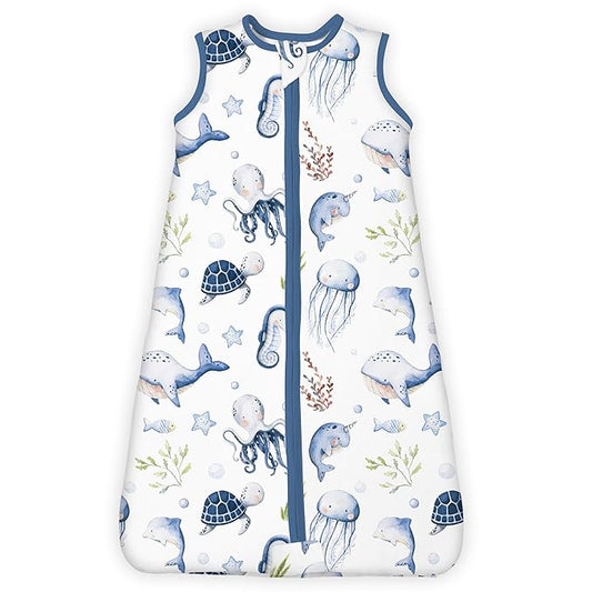 1.0 TOG Toddler Sleep Sack, Wearable Blanket Baby Sleeping Bag with 2-way Safe Zipper, Ultra Soft All Season Sleep Sack for 24-36-48 Months, 1 Pack(Ocean Animals)