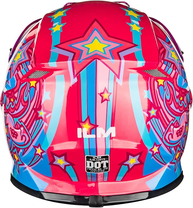 ILM Youth & Kids Dirt Bike Helmets Motocross ATV Dirtbike BMX MX Offroad Full Face Motorcycle Helmet, DOT Approved Model 128YS (Pony Pink, Youth-Small)