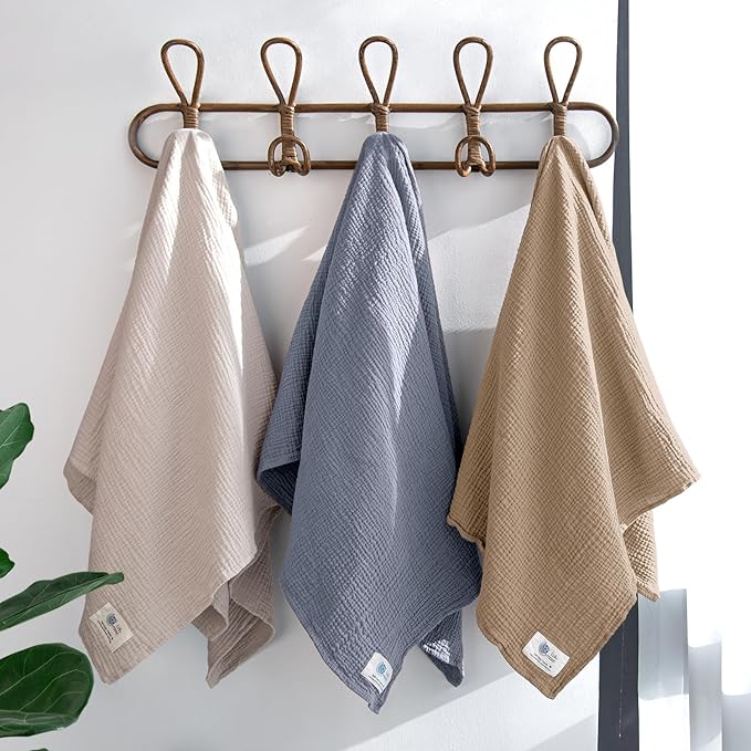 lulumoon Muslin Swaddle Blankets for Baby: Lightweight & Breathable Receiving Blankets for Hospital - Neutral Registry Gift for Newborn 3pack (Grey)