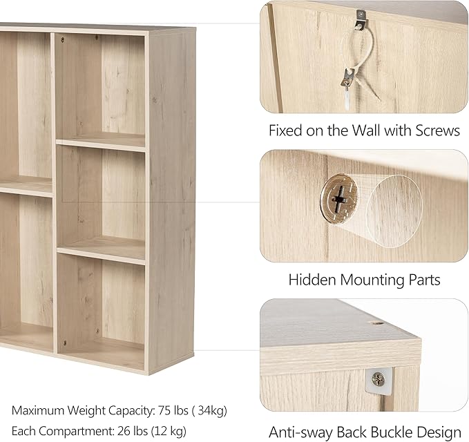 Jpiziso 8 Cube Storage Organizer, Wooden Cube Shelves with Closed Back Panel, Reversible Bookcase, Cubes Closet Organizer for Home, Living Room, Kids Room, Office, Bedroom, Study, Hallway