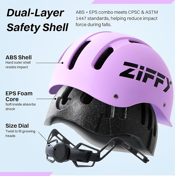 ZIFFY Kids/Toddler Bike Helmet, Adjustable, Lightweight, Safety Certified Scooter Helmet for Boys & Girls with Washable Inner Lining, 2 Sizes, 4 Colors – Fits Toddlers to Youth by Jova