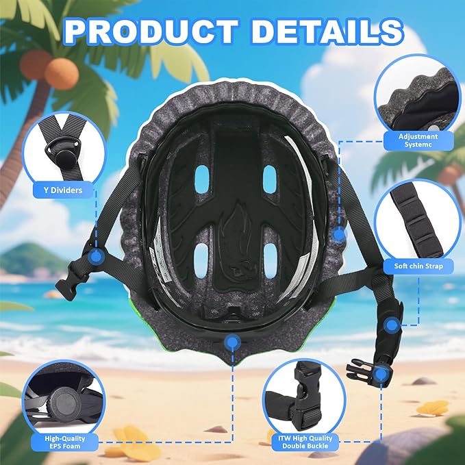 Toddler Kids Bike Helmet,3D Dinosaur Helmets for Boys Girls Infant/Baby to Children 1/2/3/4/5/6/7/8 Years Old Lightweight Adjustable Multi-Sports Bicycle Scooter Skateboard Skating Cycling