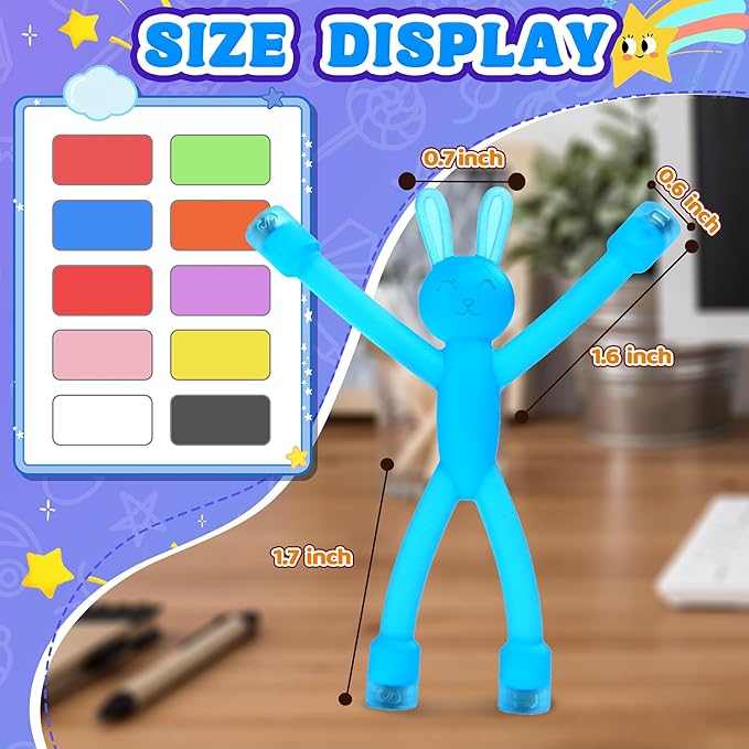 10Pcs Magnetic Bunny Men Travel Toys for Toddlers Kid Girls ADHD Quiet Airplane Travel Activities Essential Toy Magnets Rabbit Fidget Toys Adults Autism Cool Gadget for Office Desk Classroom Prizes