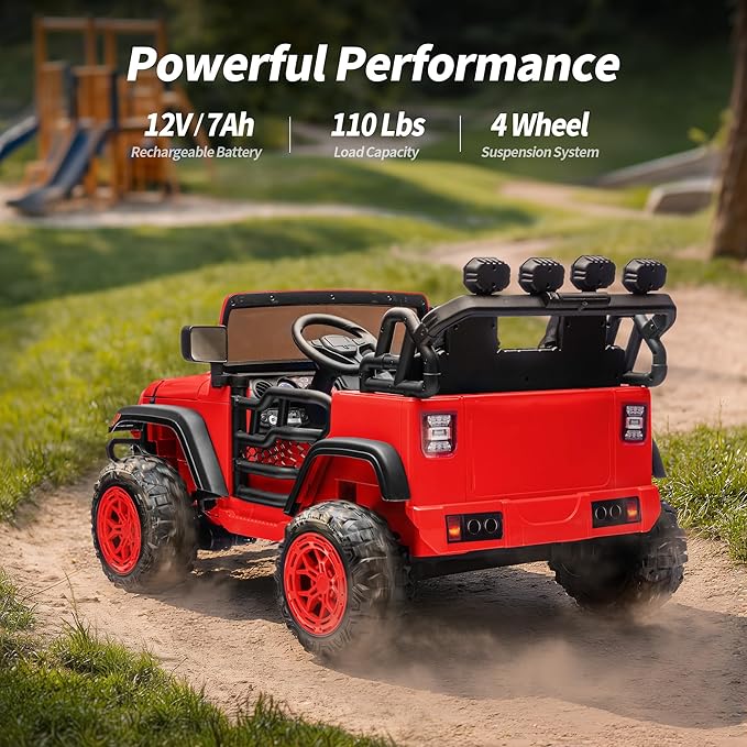 2 Seater Ride on Electric Car, 12V Ride on Toy Car for Kids 4-8 w/Remote Control, EVA Tires - Red