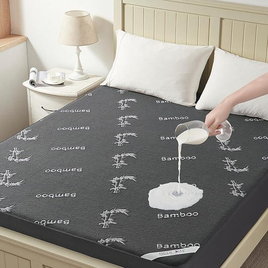 BEDLORE Twin Size Waterproof Mattress Protector Viscose Derived from Bamboo, Soft Mattress Cover Fitted with Deep Pocket 6"-15", Breathable Noiseless Mattress Pad, Machine Washable(Gray)