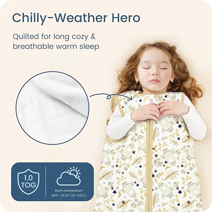 Toddler Sleep Sack 2t-3t-4t, 1.0 TOG Sleep Sack with Sleeveless, Cozy Premium Baby Wearable Blanket with 2-way Safe Zipper All Season Sleeping Bags, 1-pack