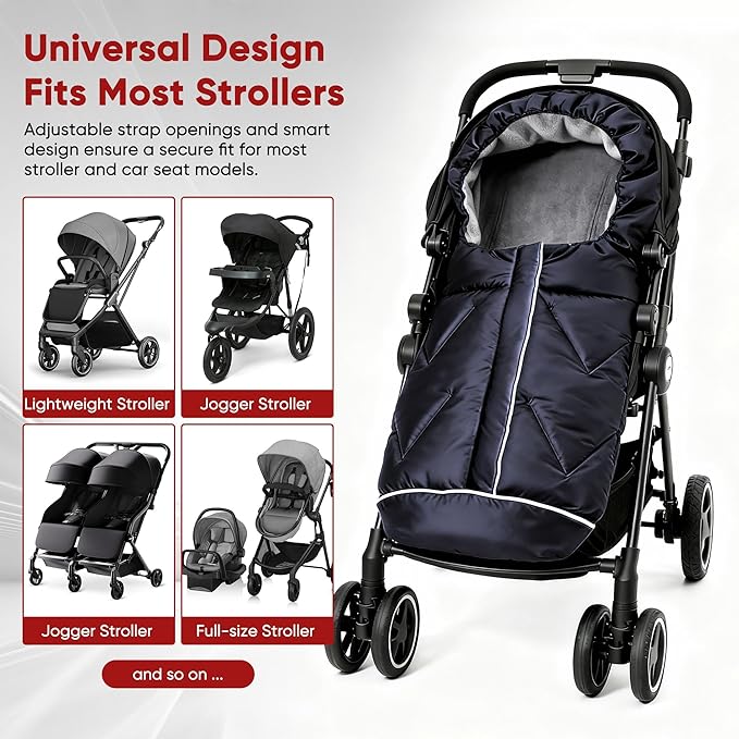 Universal Stroller Blanket & Stroller Footmuff,Water-Repellent Bunting Bag for Babies,Toddlers and Kids,Zipper Footmuff for Stroller,Stroller Winter Cover Warm Baby Sleeping Bag
