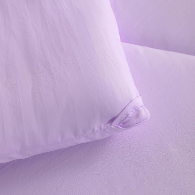 FLXXIE 5 Pieces Toddler Bedding Set, Soft and Breathable Microfiber Crib Sheet Set, Includes Quilted Comforter, Flat Top Sheet, Fitted Sheet, Envelope Pillow Case for Boys and Girls, Lavender