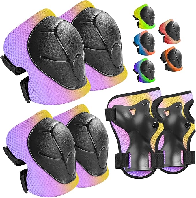 Kids Protective Gear Set Knee Pads for Kids 3-14 Years Toddler Knee and Elbow Pads with Wrist Guards 3 in 1 for Skating Cycling Bike Rollerblading Scooter