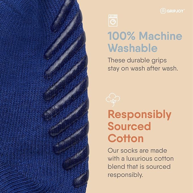 Gripjoy Toddler Socks with Grippers, Non-Slip for Kids, Enhanced Stability, Comfortable Cotton - 4 Pairs