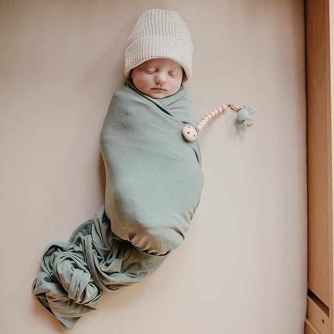 mushie Stretchy & Soft Mini Crib Sheet | Fitted 24" x 38" (Fog)