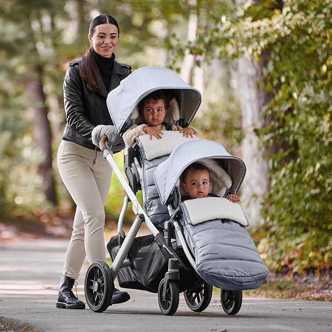 UPPAbaby CozyGanoosh Footmuff - Easily Attaches to UPPAbaby Strollers + RumbleSeat - Ultra-plush, Weather-Proof - Winter Stroller Cover - Greyson (Charcoal Mélange)